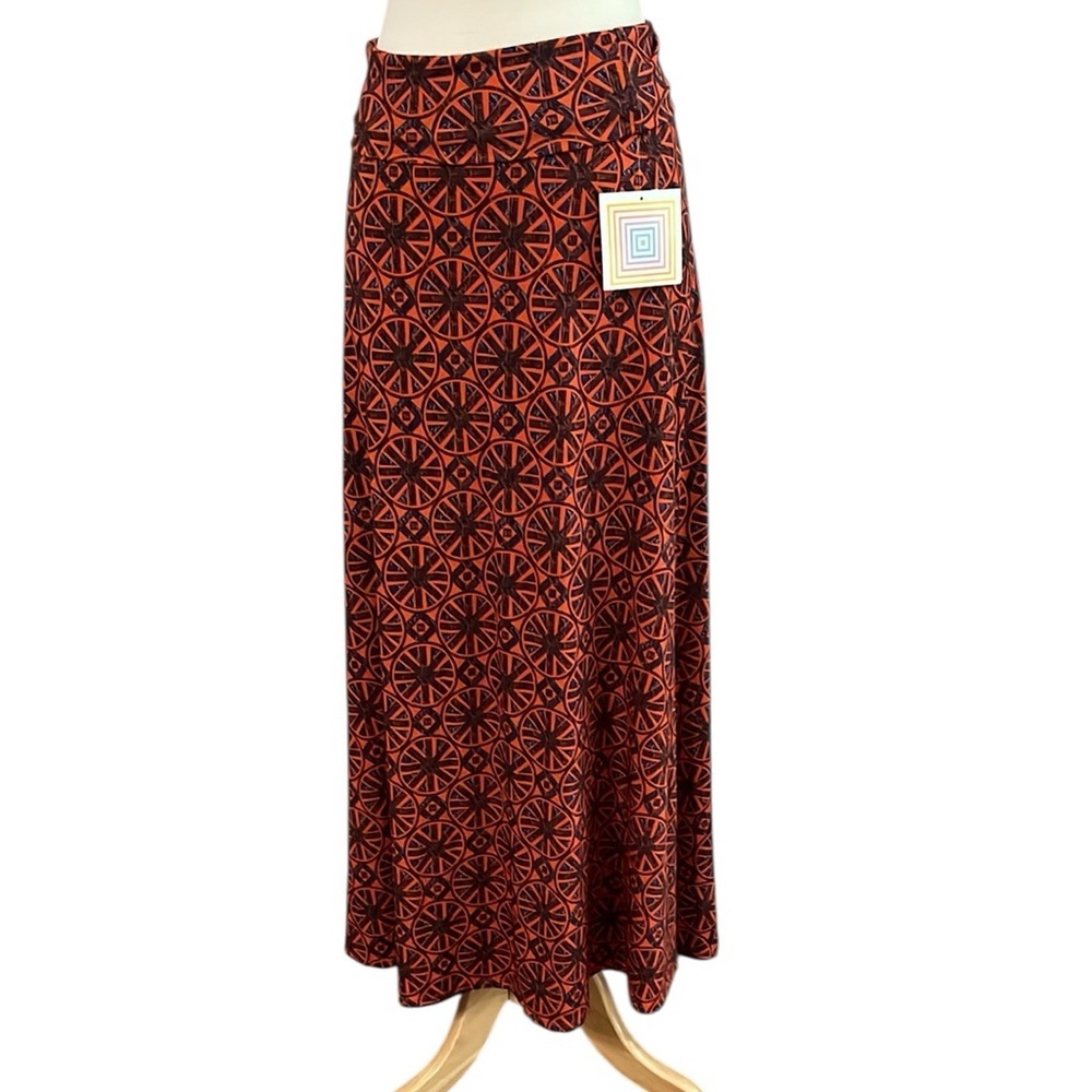 NEW LuLaRoe Brown and Orange Maxi Skirt A-line Casual XS
